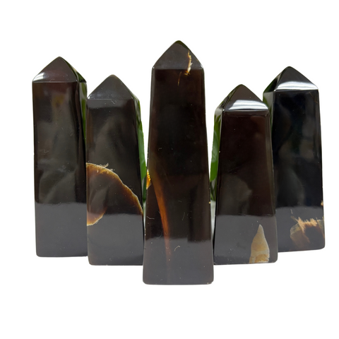 Polished Amber Crystal Self Standing Obelisk Tower - RPO233