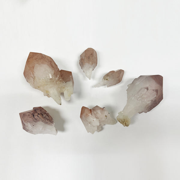 6 Piece Lot of Elegant Pink Scepter Crystals Bulk Deal of Decorative Gemstone Wands