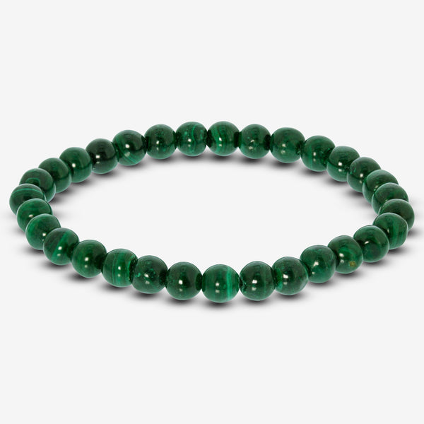 Green Malachite Gemstone Bead Unisex Handmade Stretch Bracelet - Gem Avenue