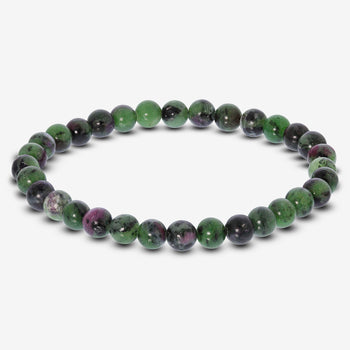 Ruby Zoisite Gemstone Bead Unisex Stretch Bracelet - Gem Avenue