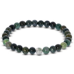 6mm Moss Agate Gemstone Unisex Stretch Bracelet
