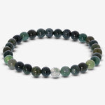 6mm Moss Agate Gemstone Unisex Stretch Bracelet