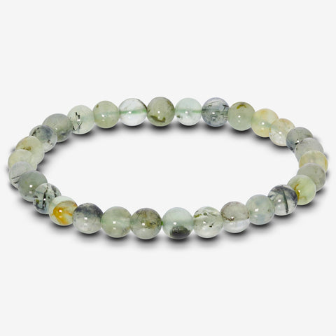 Prehnite Gemstone Bead Unisex Stretch Bracelet - Gem Avenue