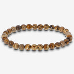 6mm Picture Jasper Gemstone Round Bead Unisex Stretch Bracelet