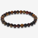 6mm Multi Tigers Eye Gemstone Unisex Stretch Bracelet