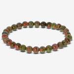 6mm Unakite Gemstone Unisex Stretch Bracelet
