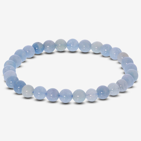 Aquamarine Gemstone Bead Unisex Stretch Bracelet - Gem Avenue