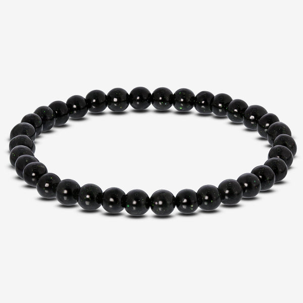 Green Goldstone Bead Unisex Stretch Bracelet - Gem Avenue