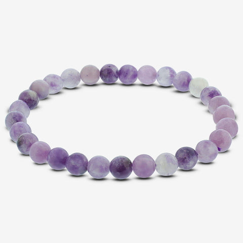 Lepidolite Gemstone Bead Unisex Stretch Bracelet - Gem Avenue