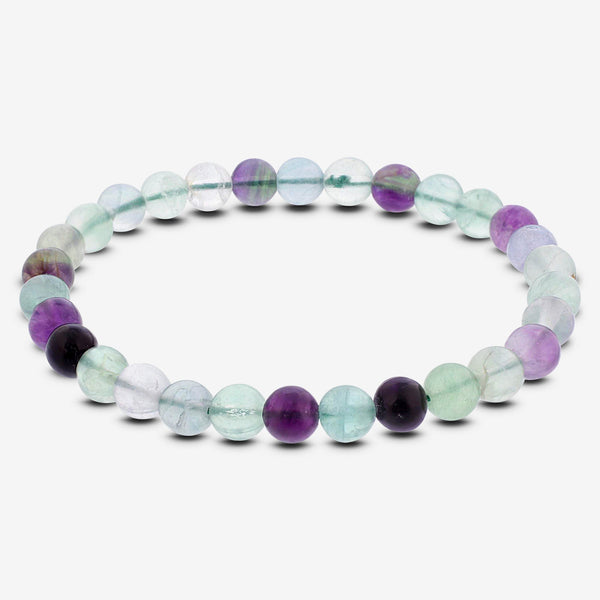 Fluorite Gemstone Bead Unisex Stretch Bracelet - Gem Avenue