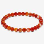 6mm Carnelian Gemstone Bead Unisex Stretch Bracelet
