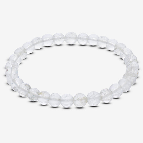 Natural Clear Quartz Gemstone Bead Handmade Stretch Unisex Bracelet - Gem Avenue