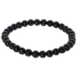 6mm Jet Stone Gemstone Handmade Unisex Stretch Bracelet
