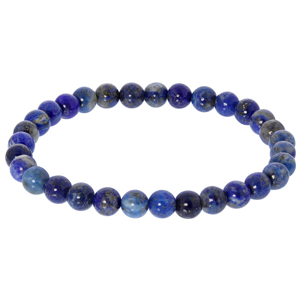 Blue Lapis Lazuli Gemstone Bead Unisex Stretch Bracelet - Gem Avenue