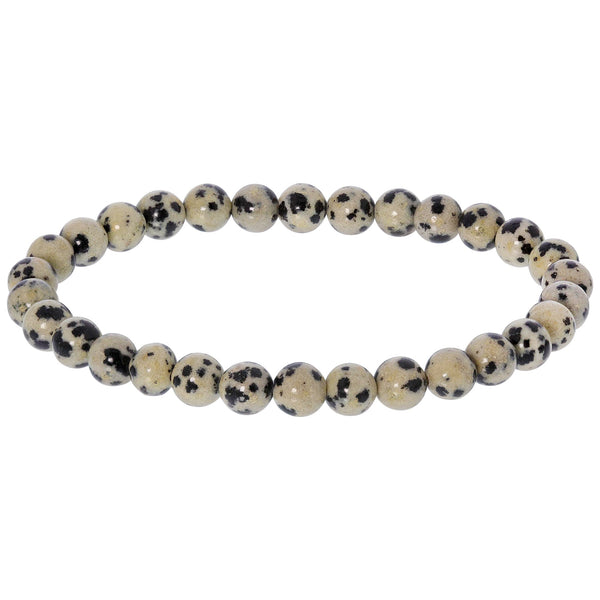 Dalmatian Jasper Gemstone Bead Unisex Stretch Bracelet - Gem Avenue