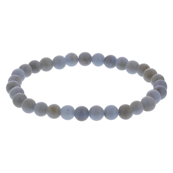 Angelite Gemstone Bead Unisex Stretch Bracelet - Gem Avenue