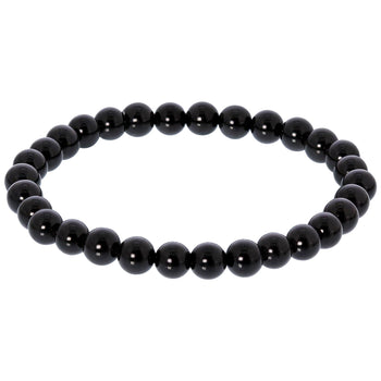 Black Obsidian Gemstone Bead Unisex Stretch Bracelet - Gem Avenue