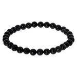 6mm Black Onyx Gemstone Round Bead Unisex Stretch Bracelet