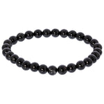6mm Black Tourmaline Gemstone Bead Unisex Stretch Bracelet