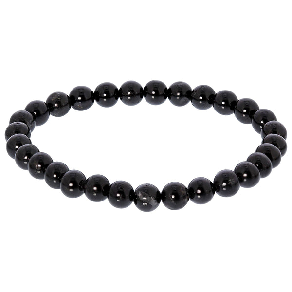 Black Tourmaline Gemstone Bead Unisex Stretch Bracelet - Gem Avenue