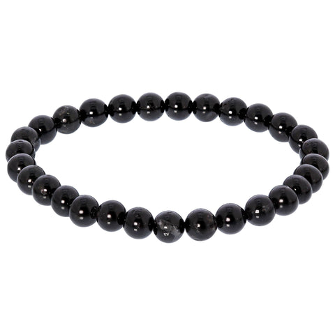 Black Tourmaline Gemstone Bead Unisex Stretch Bracelet - Gem Avenue