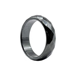 Faceted Hematite Band Ring Polished Black Metallic Finish, Modern Unisex Jewelry