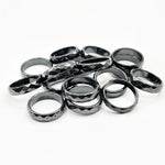 Faceted Hematite Band Ring Polished Black Metallic Finish, Modern Unisex Jewelry
