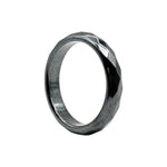Faceted Hematite Band Ring 4mm Polished Black Metallic Finish, Minimalist Unisex Jewelry