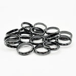 Faceted Hematite Band Ring 4mm Polished Black Metallic Finish, Minimalist Unisex Jewelry