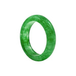 Natural Green Nephrite Band Ring Smooth Polished Stone, Classic Minimalist Unisex Jewelry