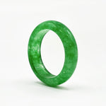 Natural Green Nephrite Band Ring Smooth Polished Stone, Classic Minimalist Unisex Jewelry