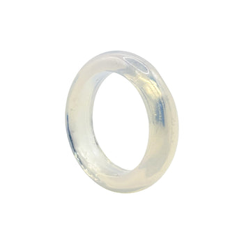Natural Opalite Stone Band Ring Polished Milky Translucent Finish, Simple Elegant Unisex Jewelry