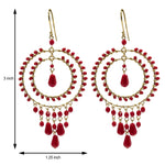 Red Czech Crystal Bead Chandelier Earrings Elegant Gold Tone Boho Dangle Earrings