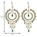 Green & Clear Czech Bead Chandelier Earrings Gold Tone Boho Dangle Earrings with Hypoallergenic Stainless Steel Hooks