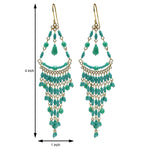 Turquoise Fire Polished Bead Chandelier Dangle Earrings Gold Tone Boho Statement with Hypoallergenic Steel Hooks
