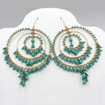 Bohemian Fire Polished Beaded Triple Hoop Earrings in Hypoallergenic Stainless Steel