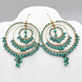 Bohemian Fire Polished Beaded Triple Hoop Earrings in Hypoallergenic Stainless Steel