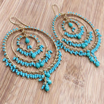 Bohemian Fire Polished Beaded Triple Hoop Earrings in Hypoallergenic Stainless Steel