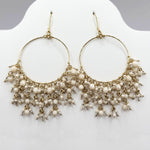 Bohemian Fire Polished Beaded Hoop Tassel Earrings in Hypoallergenic Stainless Steel