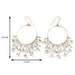 Bohemian Fire Polished Beaded Hoop Tassel Earrings in Hypoallergenic Stainless Steel