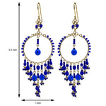Bohemian Cobalt Blue Fire Polished Beaded Chandelier Earrings in Hypoallergenic Steel