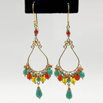 Fire Polished Bead Teardrop Drop Earrings Hypoallergenic Stainless Steel Hooks