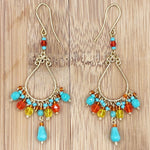 Fire Polished Bead Teardrop Drop Earrings Hypoallergenic Stainless Steel Hooks