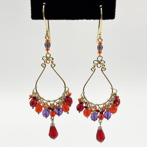Fire Polished Bead Teardrop Earrings Hypoallergenic Stainless Steel Hooks Elegant Jewelry