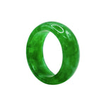Natural Green Nephrite Band Ring Hand-Polished Solid Gemstone Jewelry