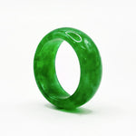 Natural Green Nephrite Band Ring Hand-Polished Solid Gemstone Jewelry
