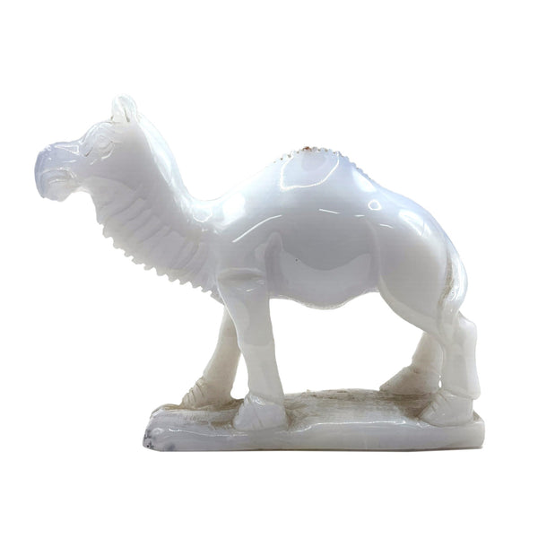 White Chalcedony Camel Figurine - RAN530