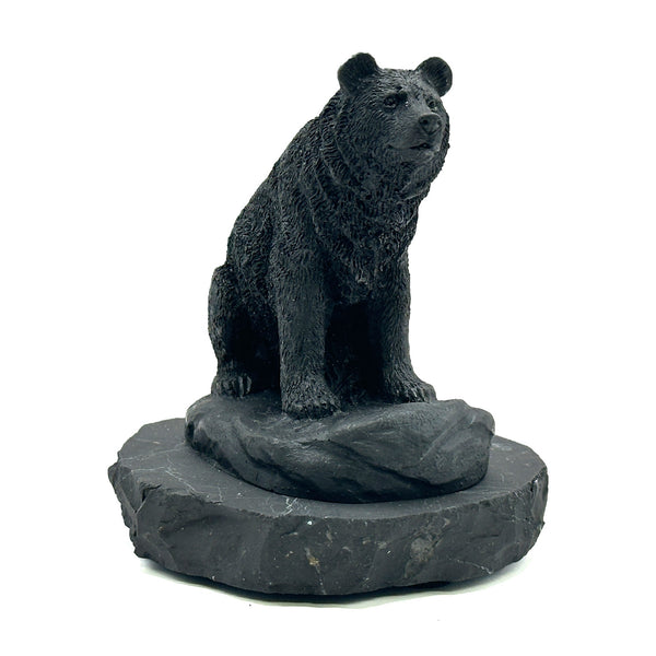 Hand Carved Shungite Bear Figurine - Gem Avenue