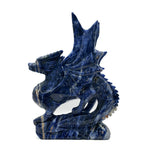 Hand-Carved Blue Sodalite Dragon Sculpture with Wings - RAN537