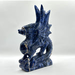 Hand-Carved Blue Sodalite Dragon Sculpture with Wings - RAN537
